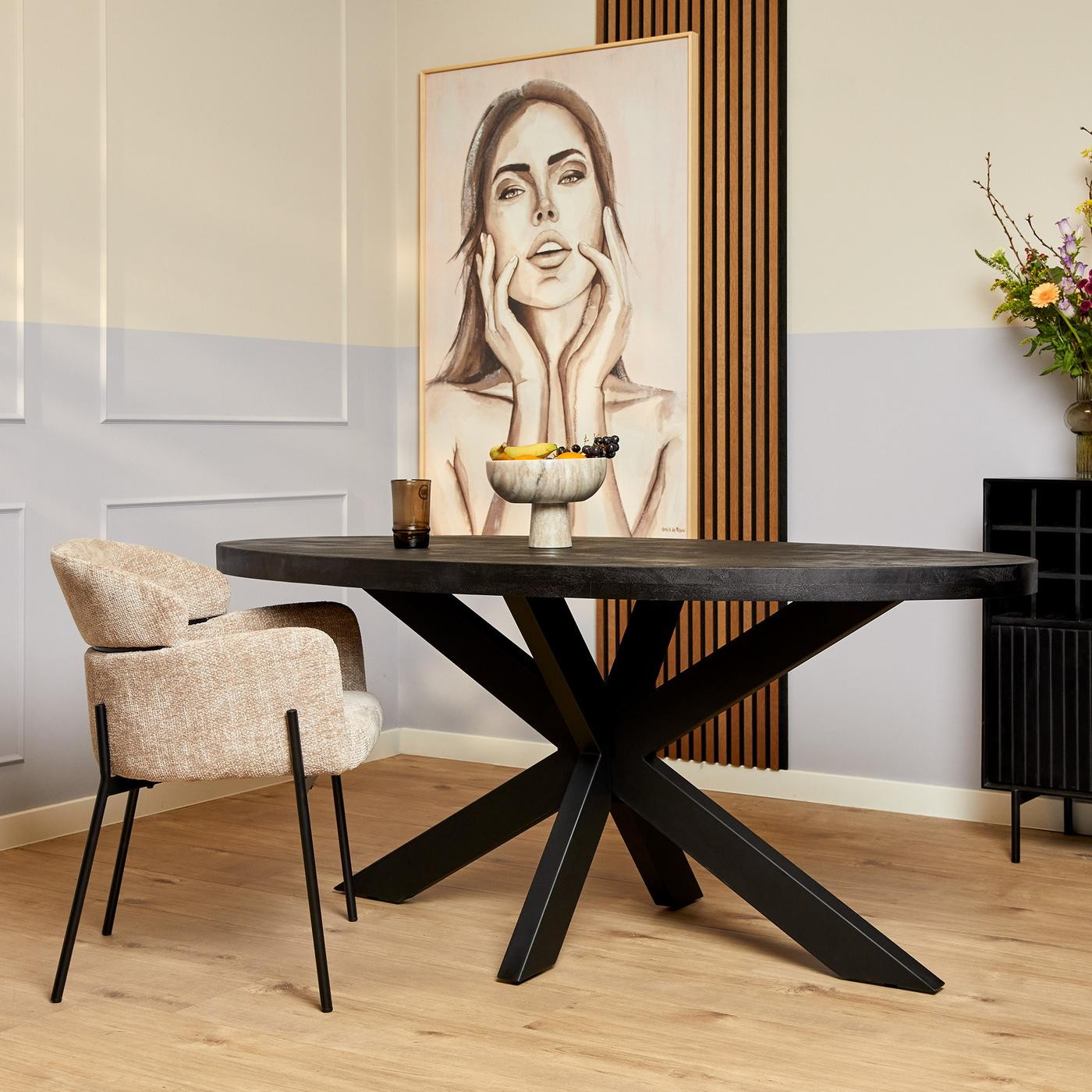 StarFurn Eetkamertafel Denver Zwart Ovaal 160 cm