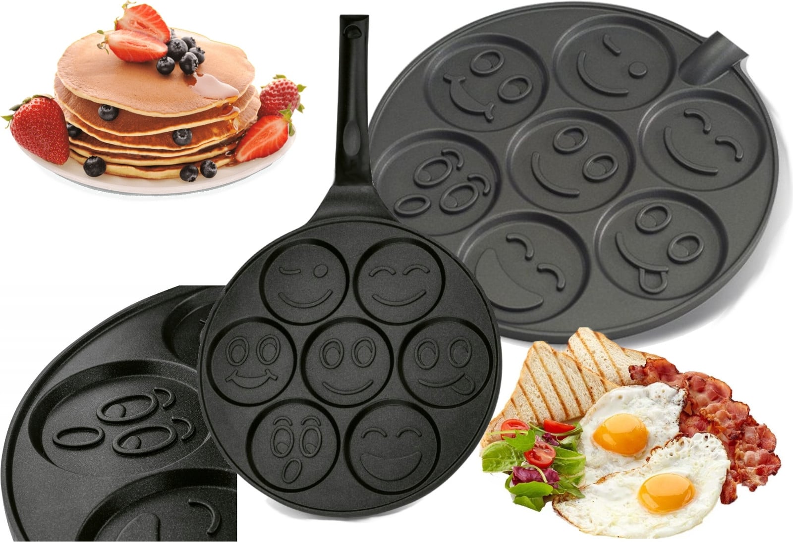 Koekenpan met 4 vakken voor pannenkoeken en eieren
