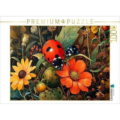 CALVENDO Puzzle Marienkäfer auf den Blüten | 1000 Teile Lege-Größe 64x48cm Foto-Puzzle für glückliche Stunden