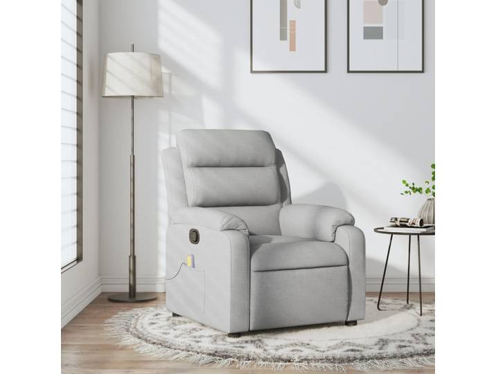 vidaXL Massage-Relaxsessel, hellgrauer Stoff