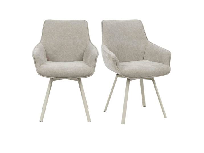 Chaise pivotante taupe avec accoudoirs (lot de 2)