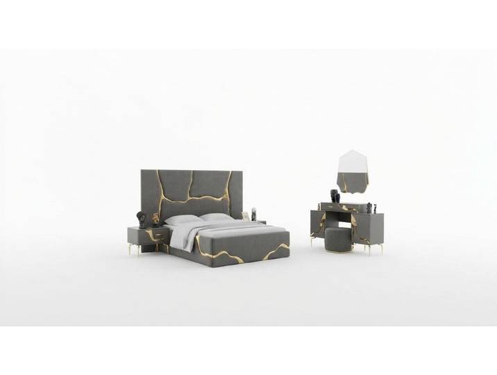 Xlmoebel Polsterbett Luxusbett mit goldenem Schlangenmuster und eleganter Verarbeitung (Bett ohne Matratze, 1-tlg., Bett + Matratze), Hergestellt in Europa