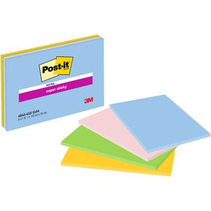 Post-it Haftnotizen Super Sticky Summer Sorbet, bunt, 152 x 203mm, selbstklebend, 4x 45 Blatt