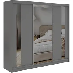 SCHWEBETÜRENSCHRANK 240 - GRECJA - Grau mit Spiegel