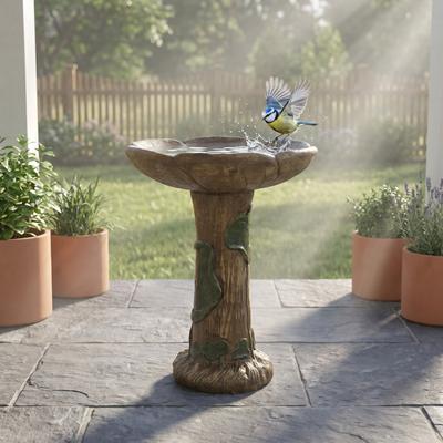 Meedzom Tree Trunk Design Bird Bath Fibre Reinforced Concrete Outdoor Garden Decor
