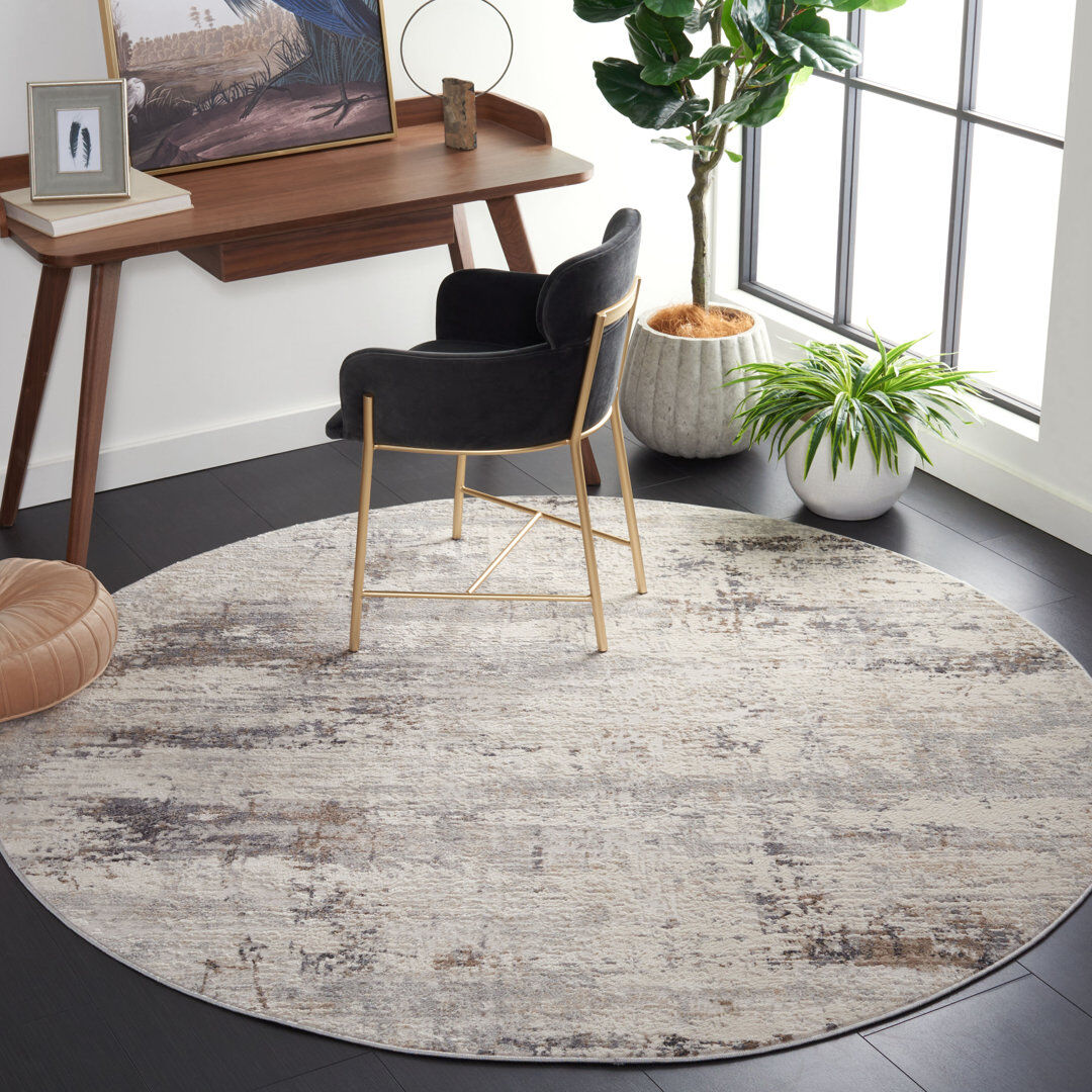 Rio Area Rug Ivory / Grey Round 201 cm