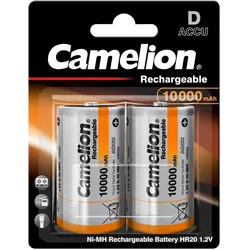 Camelion NH-D10000BP2 Wiederaufladbarer Akku Nickel-Metallhydrid (NiMH) (2 Stk., D, 10000 mAh), Batterien + Akkus