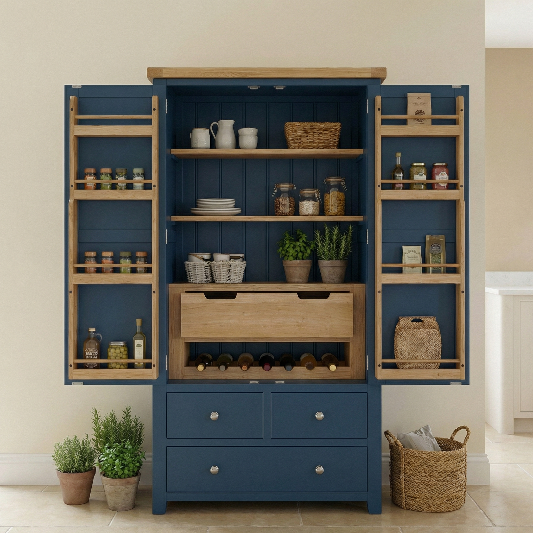 Burford Double Larder Unit in Navy Blue