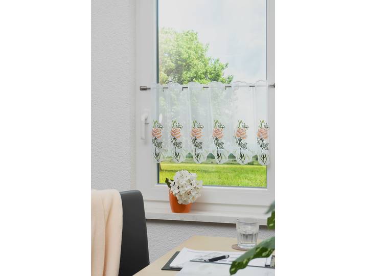 Panneaux STICKEREIEN PLAUEN Nadia Gr. 1, weiss (weiß), B:95cm H:40cm, Voile, Polyester, Gardinen, Panneaux