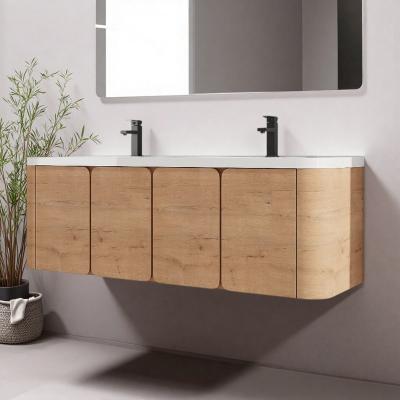 ZWYO HOSIMU "60"" Plywood Bathroom Vanity with Resin Sink, Soft-Close Doors & Floating Design for Bathroom"