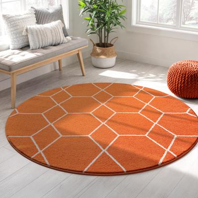 Teppich SANAT "Trellis, auch als Läufer und Rund", orange, H:10mm Ø:120cm, Kunstfaser, Teppiche, Teppich, Kurzflor, skandi, boho, große Farbauswahl, alle Räume