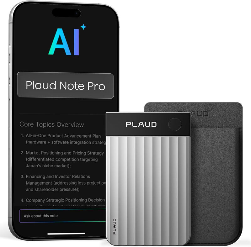 PLAUD Note Pro AI voicerecorder voor notities en samenvattingen - Zilver