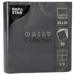 Papstar Papierservietten Daily Collection 24/24 cm 20 Stück schwarz, 24x24 cm