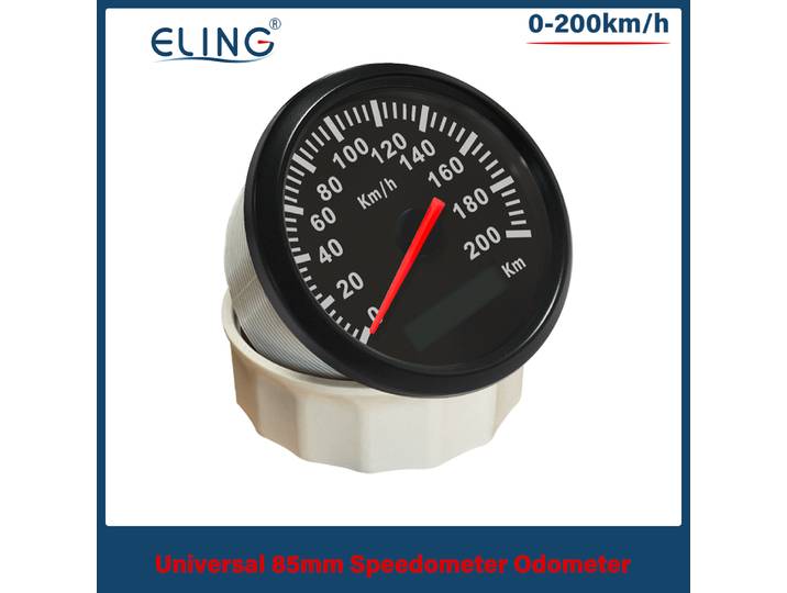 Compteur de vitesse universel ELING 85 mm, compteur kilométrique, 120 km/h, 200 km/h pour voiture, camion, bateau avec rétroéclairage 12V 24V (signal pulsé)