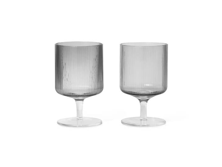 Ferm Living Verre à vin Ripple Lot de 2 Smoked grey