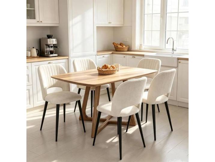 PIPIPOXER lot de 4Chaise de salle à manger velours crème ergonomique chaise repas moderne pour salle à manger maison 48x45x85