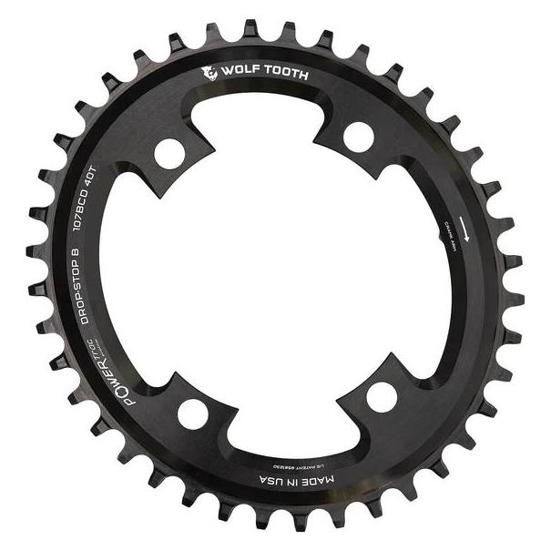 Wolf Tooth PowerTrac Elliptical Gravel/CX/Road Kettenblatt, 107 BCD, 4-Loch, 42 Z., black (30162073)