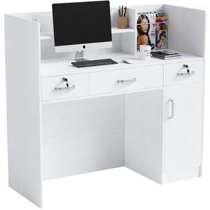 Modern Reception Desk Front Desk Counter with Lockable Drawers and Moveable Shelves