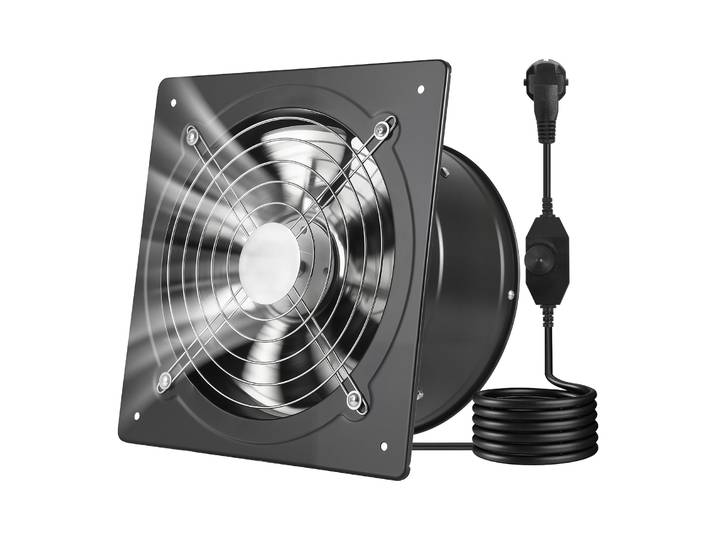 Vevor Ventilateur Extraction Mural 25\,4 Cm Ventilateur Extracteur 1678 M³/h Extracteur Deair Pour Grenier\, Garage\, Sous-sol\, Atelier\, Cuisine\, Faible Consommation 50 W\, Avec Variateur De Vitesse\, Noir