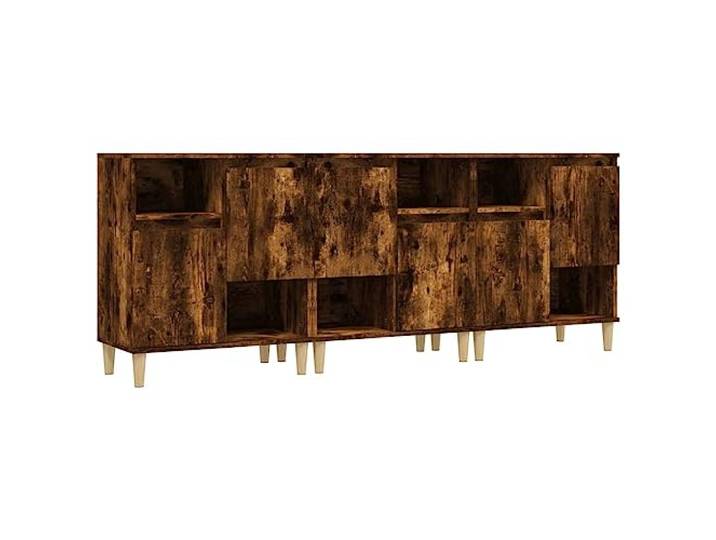 Kaorsrow Sideboard 3er Set Räuchereiche 60x35x70 cm Kommode Anrichte Vielseitiges 3er Set Beistellschränke mit Holzbeinen für Wohnzimmer und Schlafzimmer mit flexiblem Stauraum.