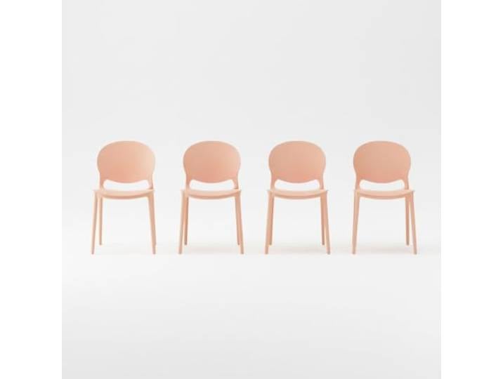 4x Designerstuhl Besucherstuhl Esszimmerstuhl aus Polypropylen (Rosé)