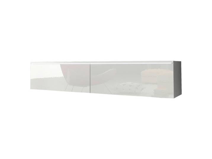 P & B Lowboard, Weiss Hochglanz, Kunststoff, 140x30x33 cm, Fsc, Made in EU, stehend, hängend, Beleuchtung, in verschiedenen Holzdekoren erhältlich, Wohnzimmer, TV Möbel, Lowboards, Lowboards stehend