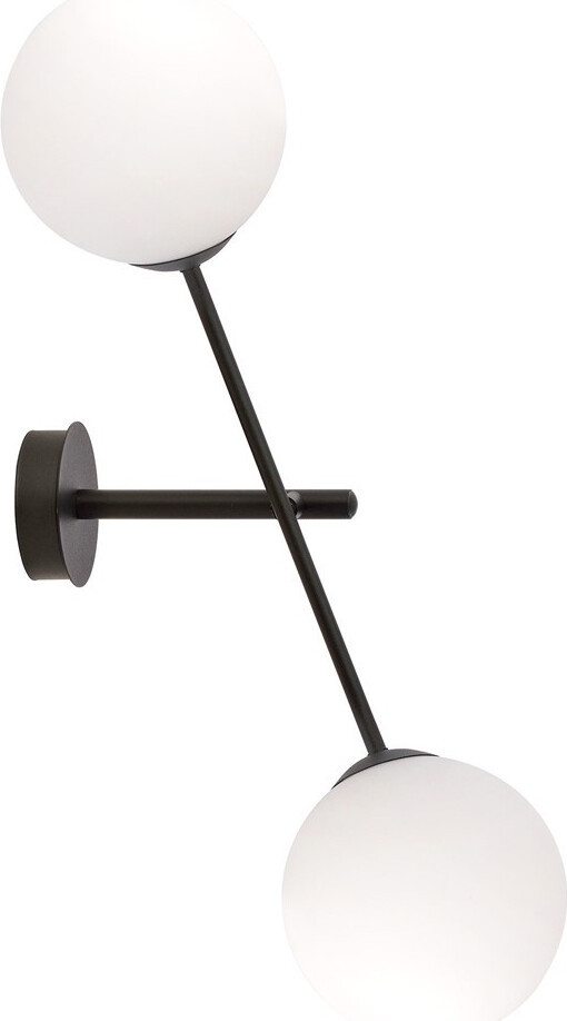 EMIBIG Lighting Kinkiet Emibig Lineaire Wandlamp 2xE14 40W Zwart/Opal