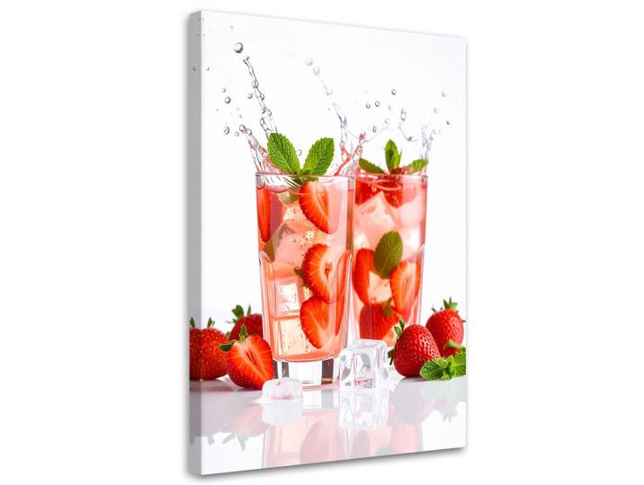 Feeby Leinwandbild Erdbeer-Cocktail 70x100cm, Rot, Essen/Getränk, Rechteckig, 70x100 cm, Bilder & Rahmen, Bilder, Leinwandbilder