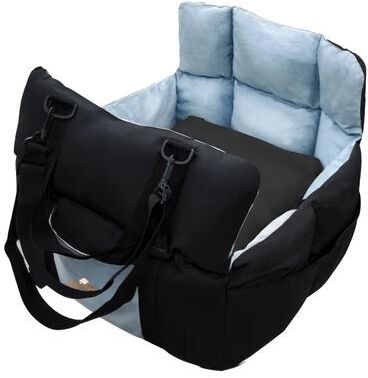 Inspire Select Portable Dog Car Seat Booster With Storage Pocket Washable Pet Travel Bed & Safety Carrier black