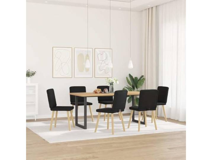 HEFZGDB Esszimmerstühle 6 STK. Schwarz Stoff, Elegantes Design mit Atmungsaktivem Bezug und Robustem Metall-Holz-Gestell für Stabilität und Langlebigkeit, Bequeme Sitzfläche