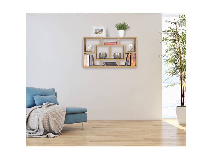 Wandregal Almeirim MDF Mitteldichte Holzfaserplatte , beschichtet Braun/Buche Dekor 85 x 48 x 16cm
