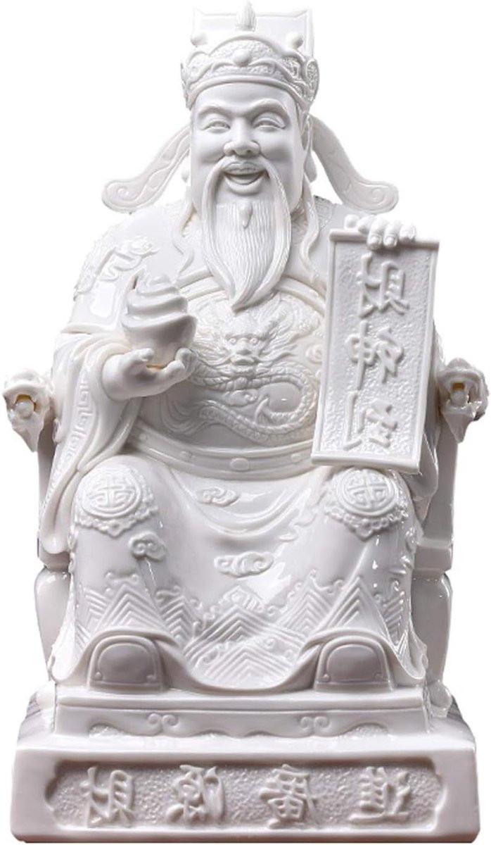 Wit Boeddha Statuut God van Rijkdom Woondecoratie voor op tafel