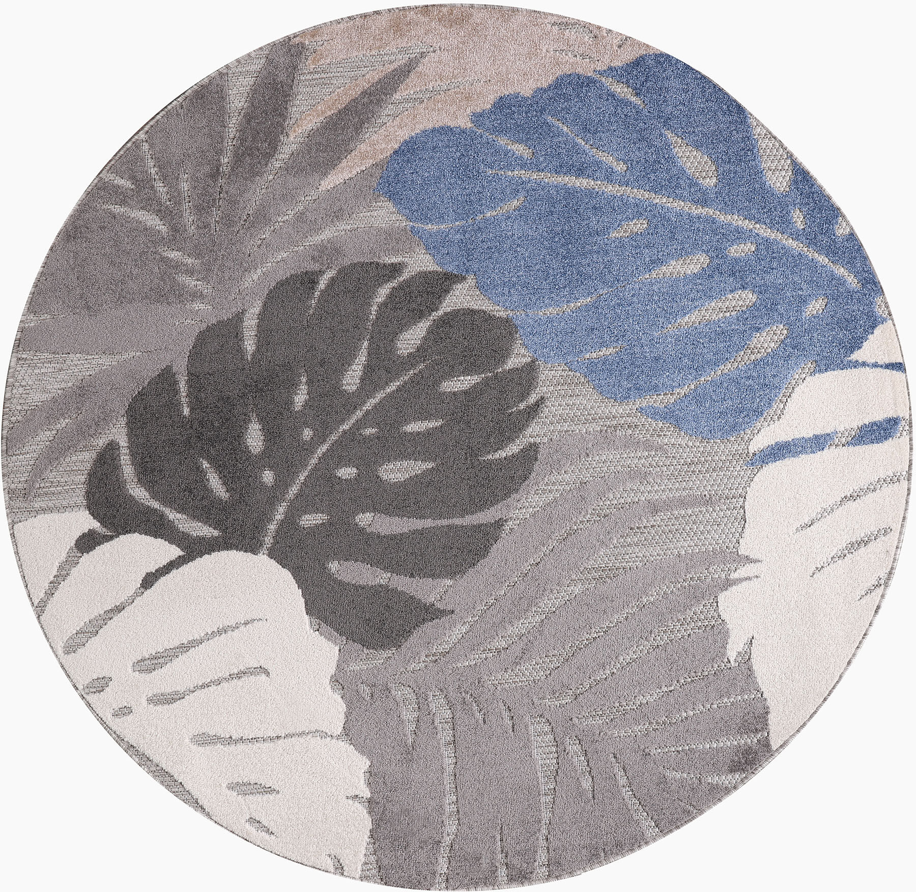 Teppich SANAT "Floral Outdoor, auch als Läufer und Rund", beige, H:6mm Ø:120cm, Kunstfaser, Teppiche, Teppich, In- und Outdoor geeignet, florales Design, Balkon, Terasse beige Ø 120cm 1 Stk., 6mm, Ø 120cm