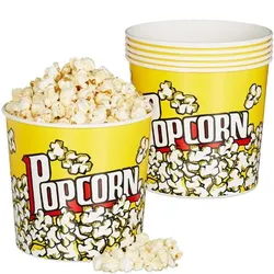 relaxdays 6er-Set Popcorn Eimer wiederverwendbar gelb