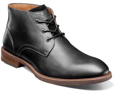 Florsheim Lodge Plain Toe 3-Eye Chukka Boot - Mens 8.5 Black Boot Medium