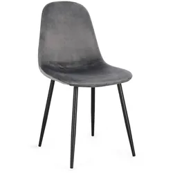 Esszimmerstuhl New Irelia aus Samt, modern gepolstert, Dunkelgrau, 4er-Set, Metallgestell