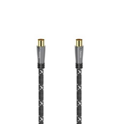 Hama 00205070 Antennen-Kabel, Koax-Stecker - Koax-Kupplung, Metall, verg., 1,5 m, 120 dB
