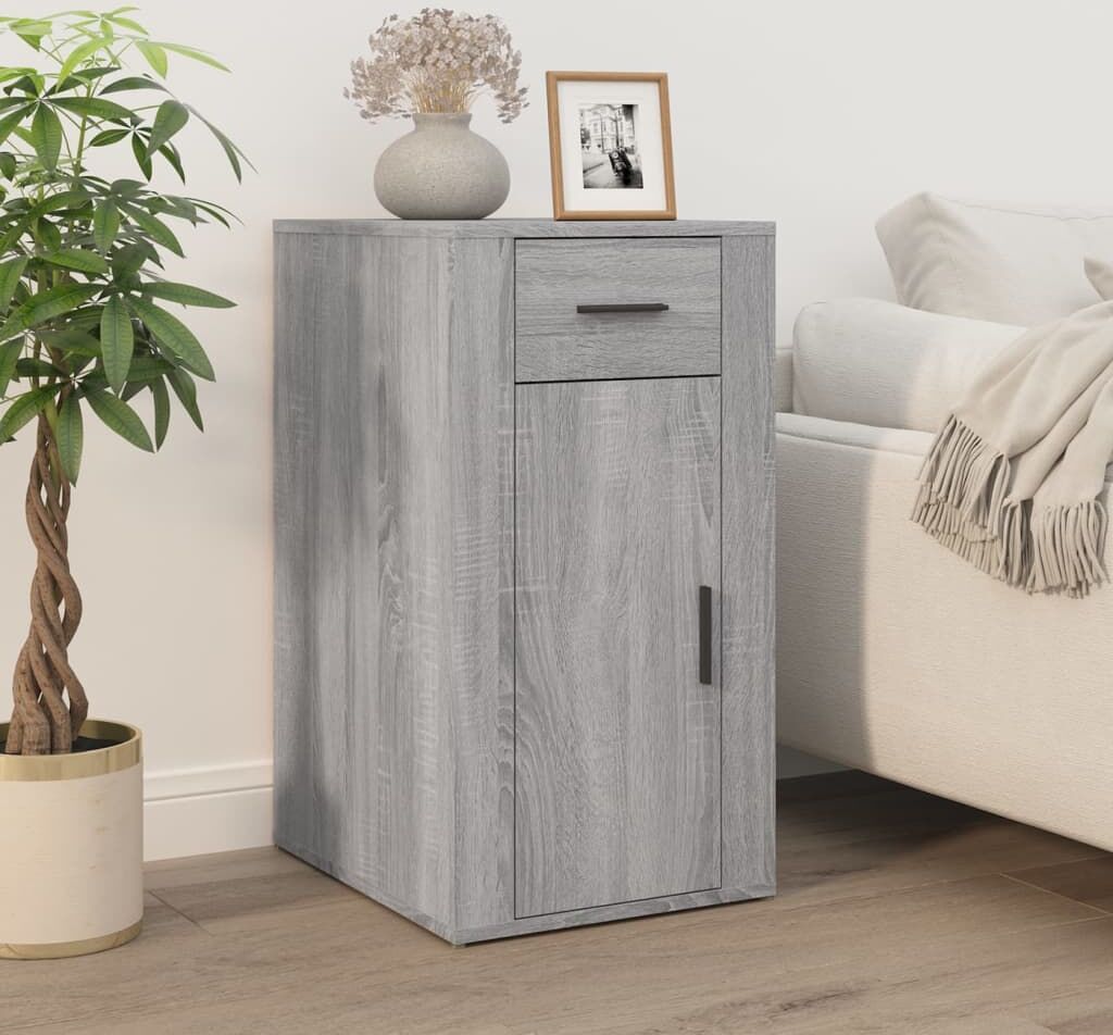 vidaXL Bureau avec armoire sonoma gris bois d'ingénierie