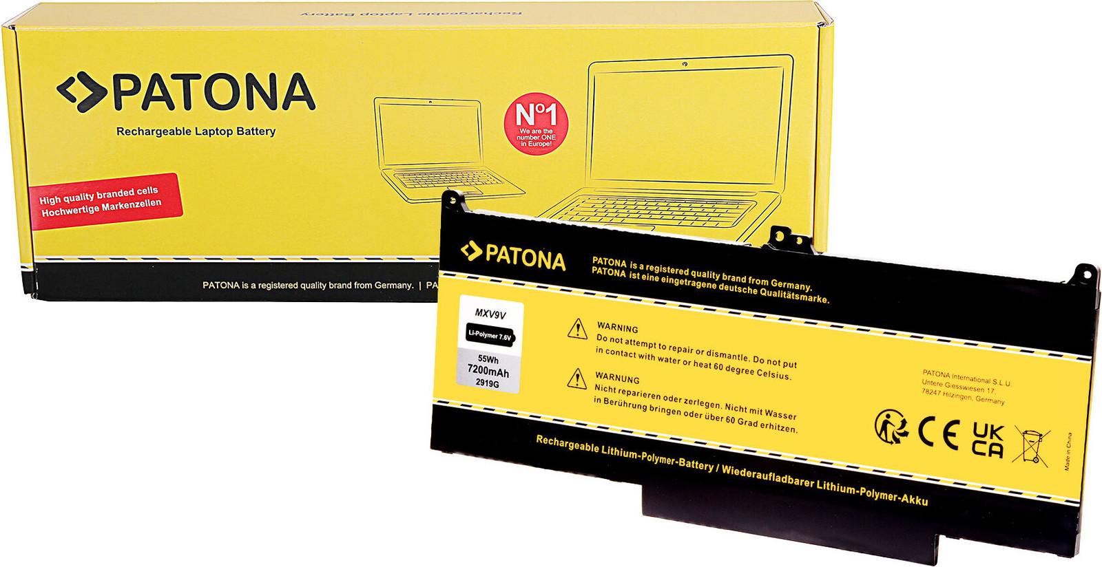 Patona accu voor Dell 7400 MXV9V laptop
