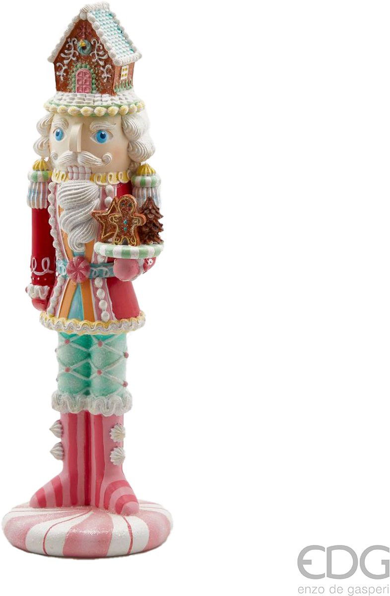 Viv! Christmas Kerstbeeld Kerst Notenkraker Gingerbread - roze groen rood bruin - Hoogte: 45 cm
