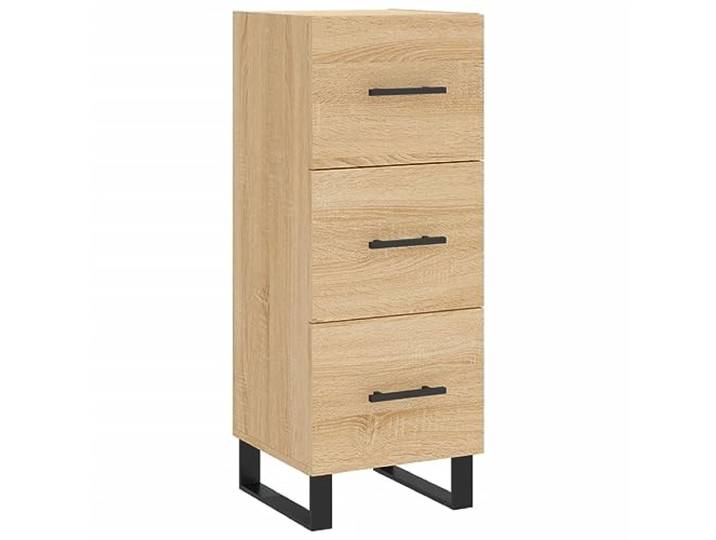 Kaorsrow Sideboard Sonoma-Eiche 34,5x34x90 cm Beistellschrank Kompakter Kommodenschrank mit 3 Schubladen und Metallbeinen für Wohnzimmer und Schlafzimmer mit Standfestigkeit.