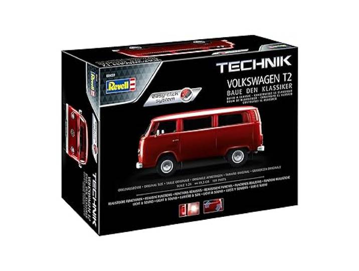 Revell 00459 Volkswagen T2-Technik-Easy Click System, schaal 1:24, modelbouwset, voertuig, eenvoudige steekmodelbouwset voor kinderen en beginners, meerkleurig