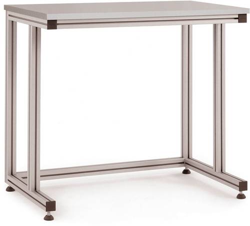 Manuflex AA7052 Pulttisch ALU mit Linoleumplatte für stehende Tätigkeiten, BxTxH = 1500 x 800 x 900-917mm