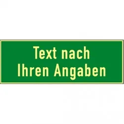 Dreifke® Aufkleber, Rettungszeichen-Text u./o. Symbol nach Angabe, Folie, nachl., 160-mcd, 297x148mm