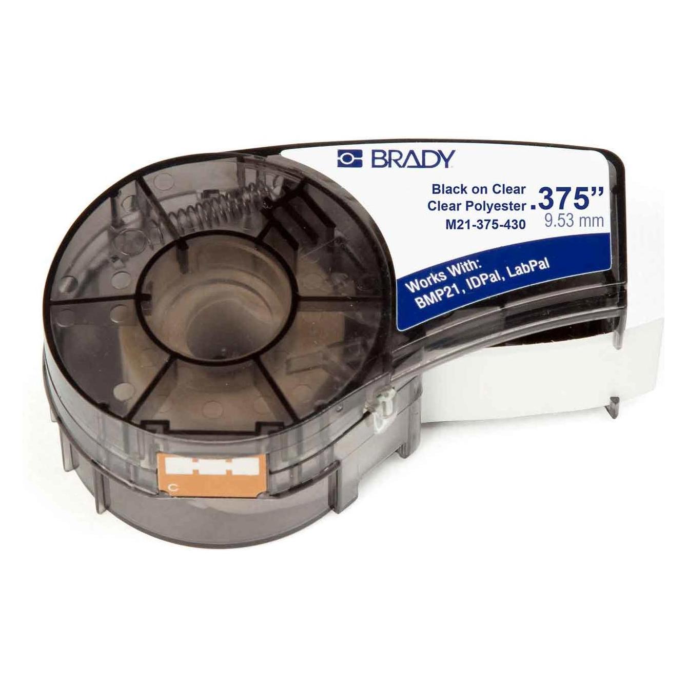 Brady M21-375-430, Polyester, 9,5mm x 6,4m, Schwarz auf Transparent, permanent, endlos (110899)