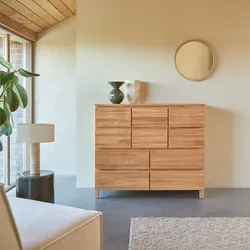 Highboard Kommode sideboard 10 Schubladen aus Teak Teakholz massiv neu Tikamoon