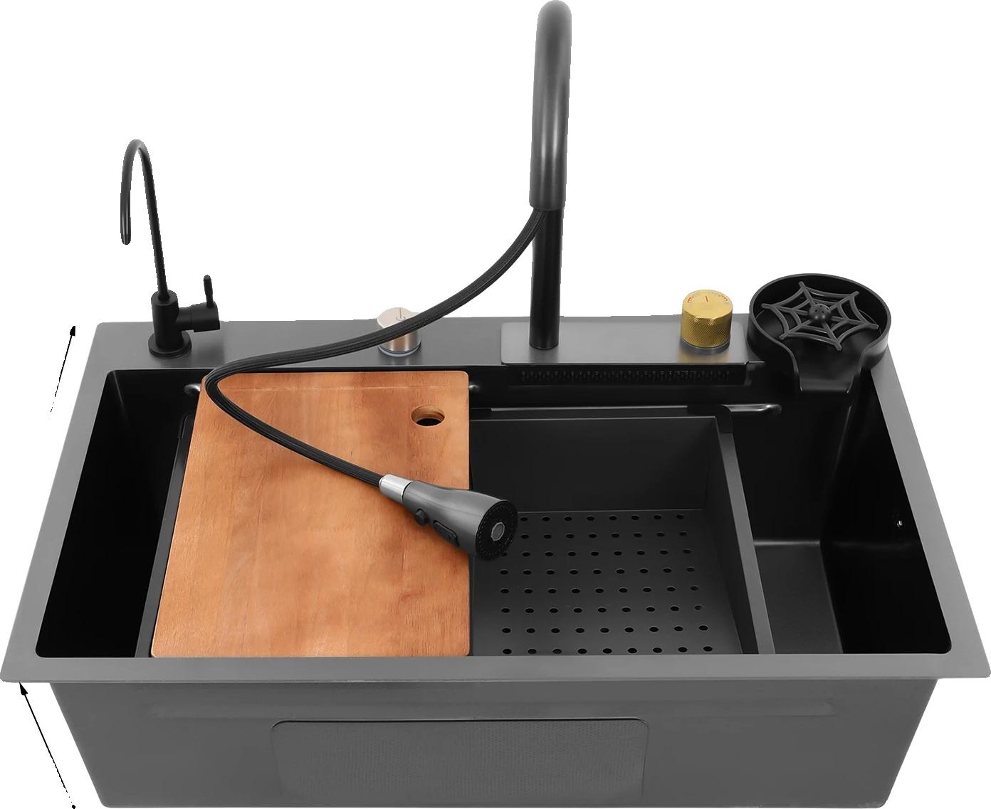 Utility Sink, Edelstahl, Vielseitige Installationsmöglichkeiten, schwarz