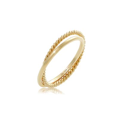 Fingerring ELLI "Wickelring Klassik Fein Gedreht Schmuck Geschenk 925 Silber" Gr. 60, gold, Fingerringe, Damen, 60mm, ohne Stein, Silber 925 (Sterlingsilber), Fingerring