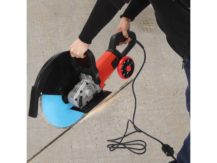 Scie à béton électrique 3500W, scie à béton 12V 3A, scie circulaire 3800 tr/min avec lame de scie et rouleau de défaction roulant