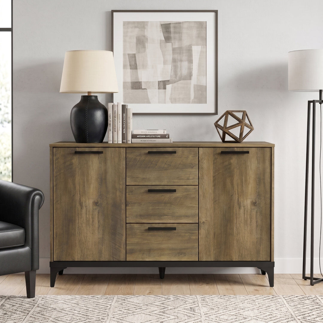 Rio Laurence 2 Door 3 Drawer Sideboard Knotty Oak 74.2cm H X 115.8cm W X 39.8cm D